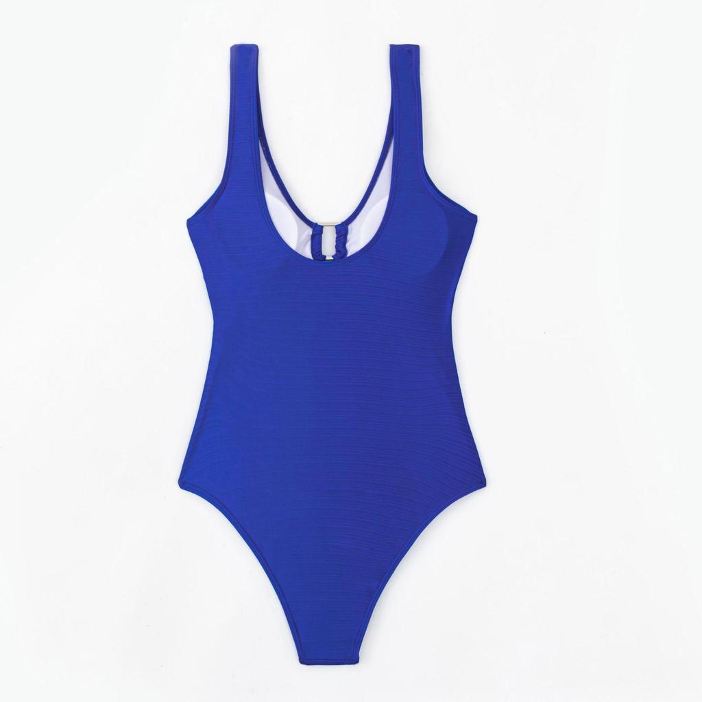2024 Metal Brushed European-American Solid Color Sexy One-Piece Bikini Swimsuit