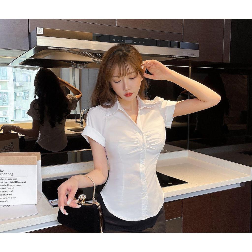 Chic Slim Fit White Shirt - Versatile Hot Girl Style