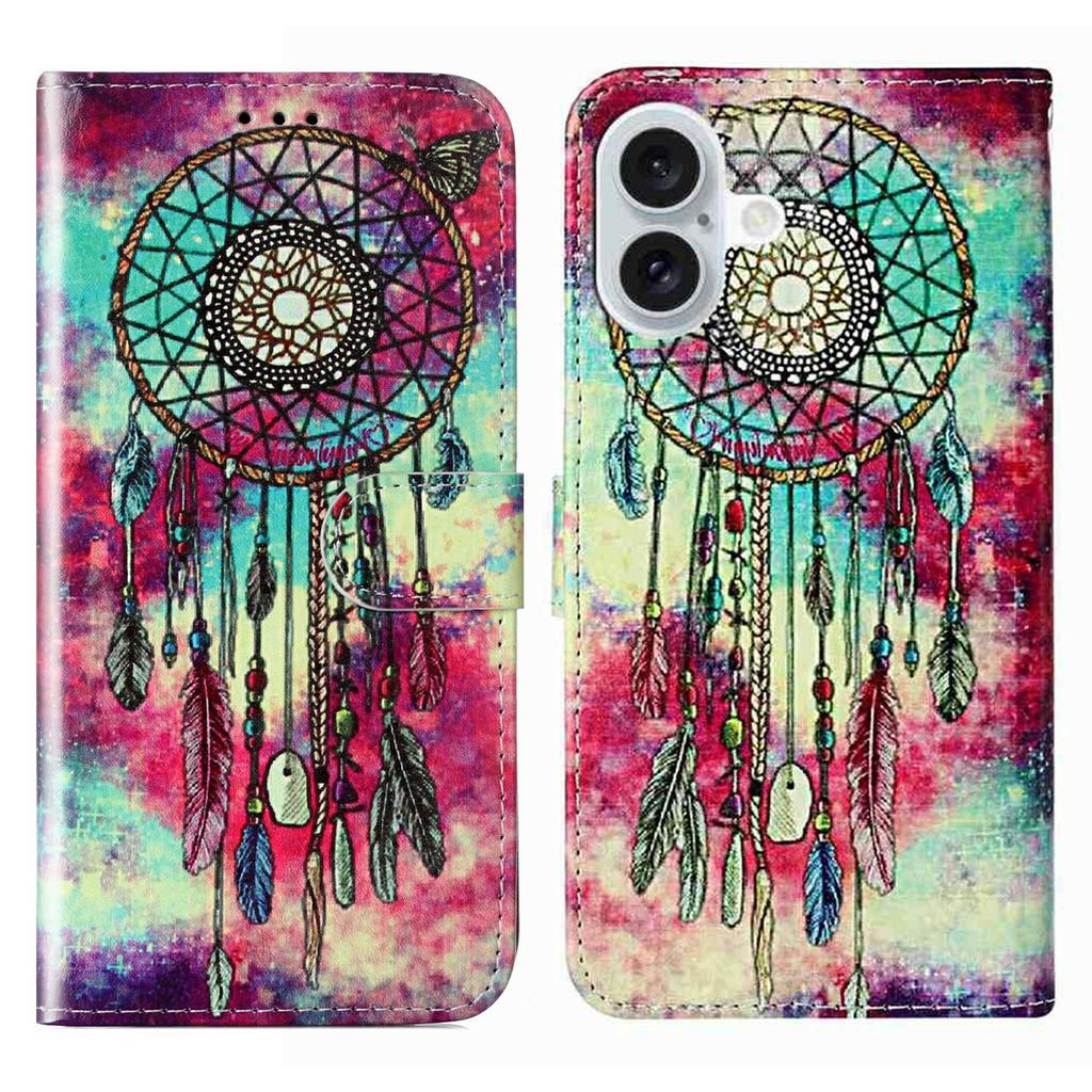 For iPhone 17 Stand Case Marble Painted Folio Flip Leather Wallet Phone Cover