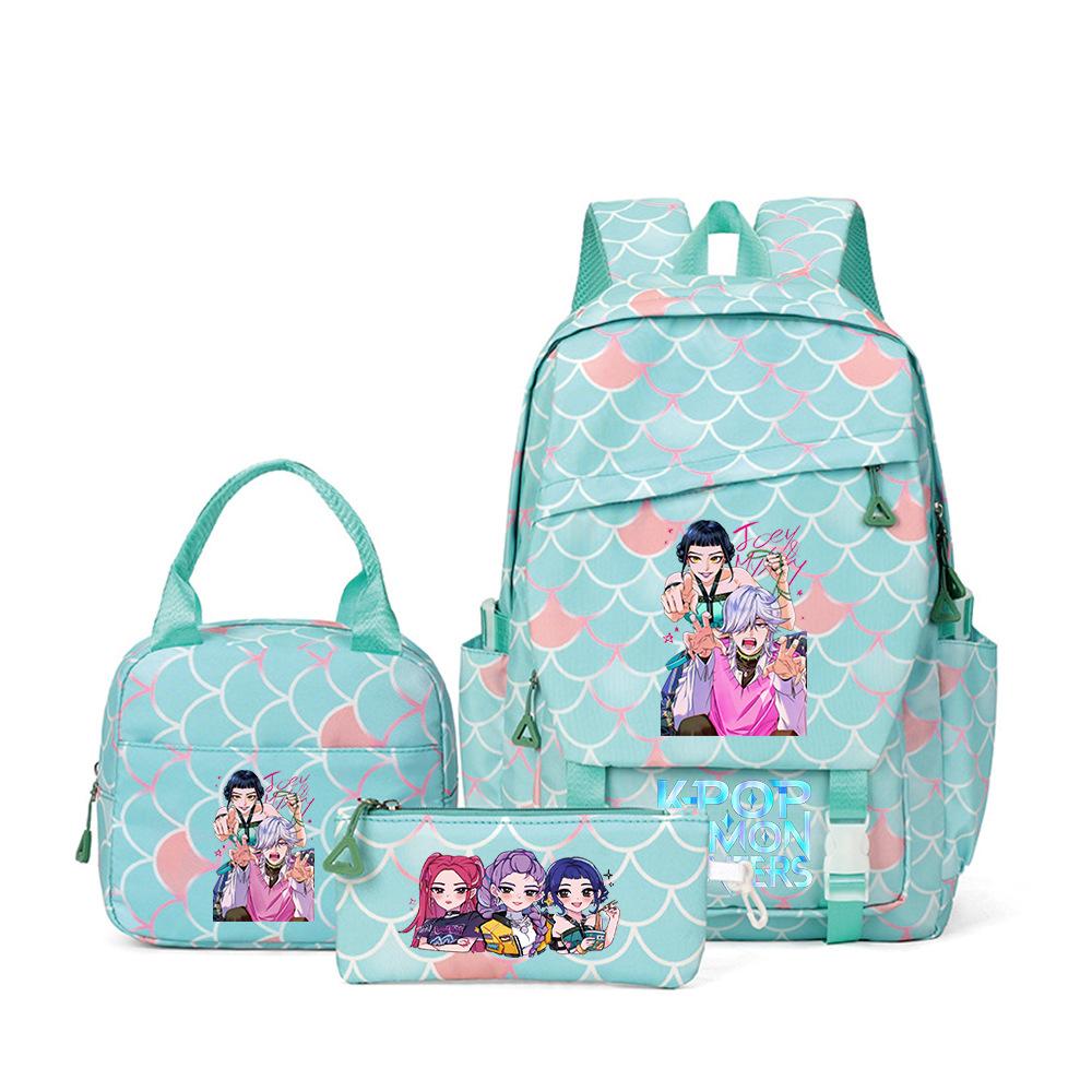 Witch Hunters Three-Piece Backpack Kpop Demon Unters Printed Backpack Lunch Bag