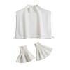 White Big Lapel Fake Collar And Black Detachable Cuff Lace False Collar Stand Removable Faux Col for Women Half Shirt Accessory