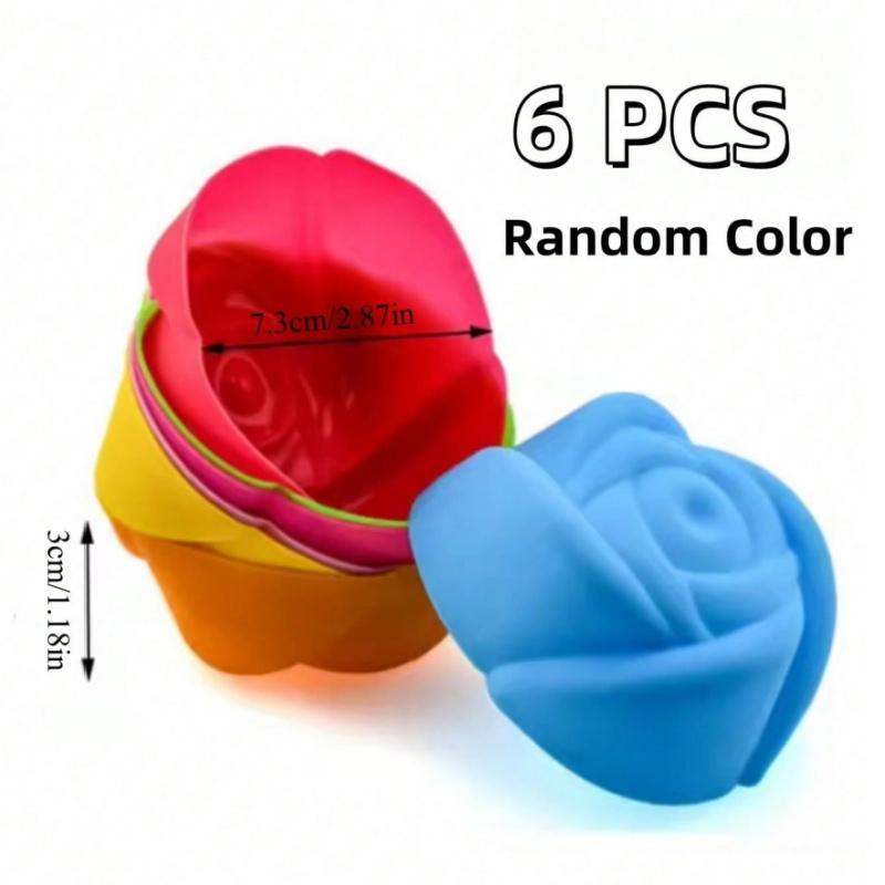 6/12pcs Silicone Cupcake Liners Reusable Baking Cups Nonstick Easy Clean Pastry Muffin Molds 4 Shapes Round, Stars, Heart, Flowe