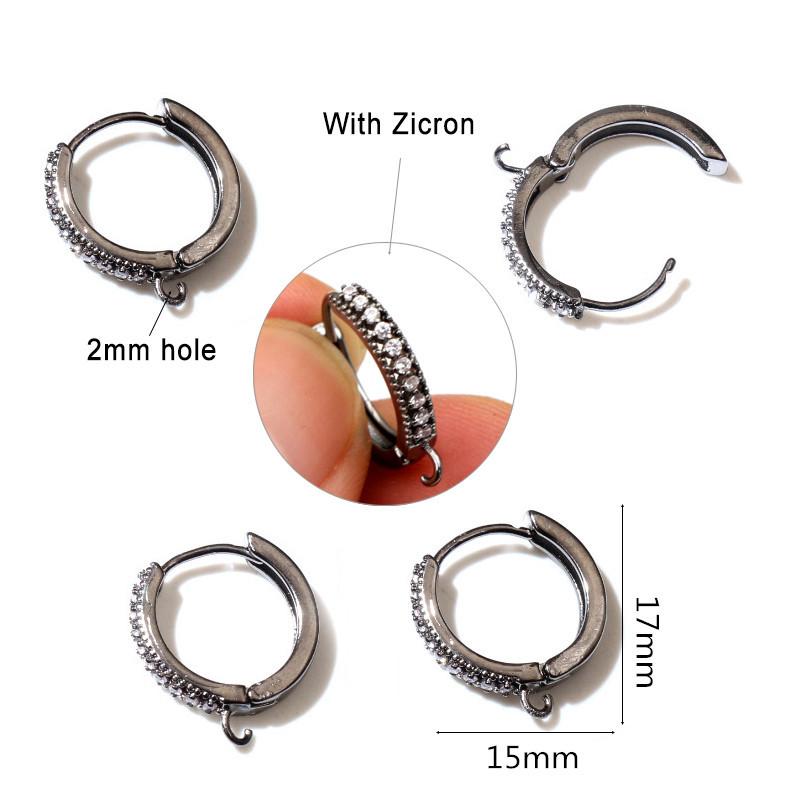 10pcs 15mm with Zircon Gold Silver Color Earring Hooks Leverback Open Loop DIY Earring Clips Clasp Jewelry Making Accessories