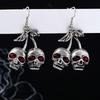 1 Pair Gothic Punk Style Cherry Skull Dangle Earrings, Skeleton Ghost Earrings Suitable for Women To Wear on Halloween