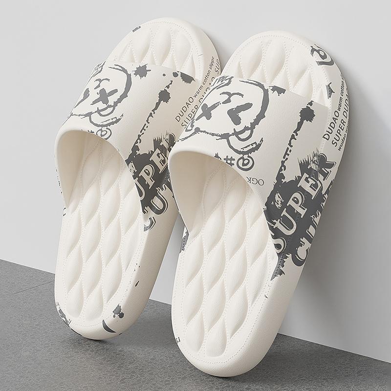 QYCKABY Men's Flip-flops Summer Slippers Printing Sandals Trend Anti Slip Shoes EVA Slippers Fashion Male Massage Beach Footwear