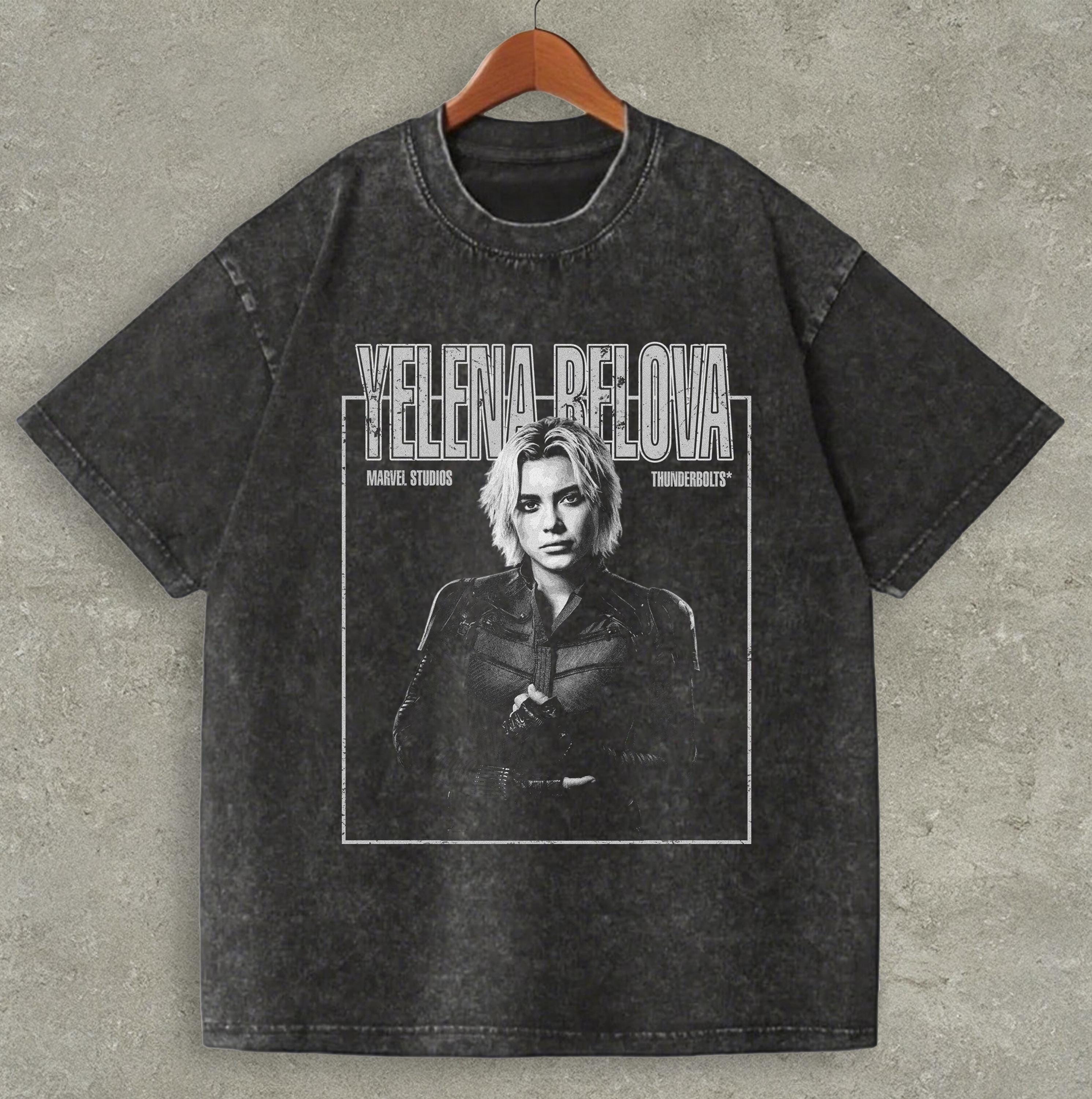 

Vintage Yelena Belova Graphic Washed Cotton TShirt for Men Women Oversized Cotton Streetwear Retro Acid Wash Short Sleeve Tops M