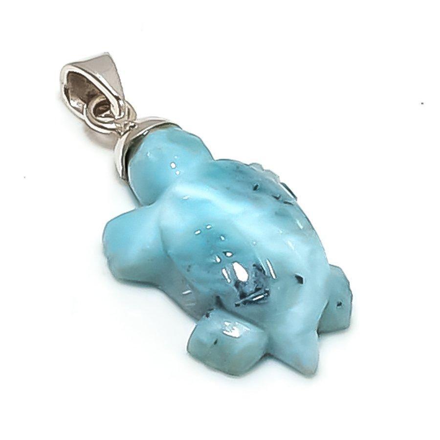 

Natural Larimar Gemstone Handmade 925 Sterling Silver Jewelry Pendant 1.46 V1H53
