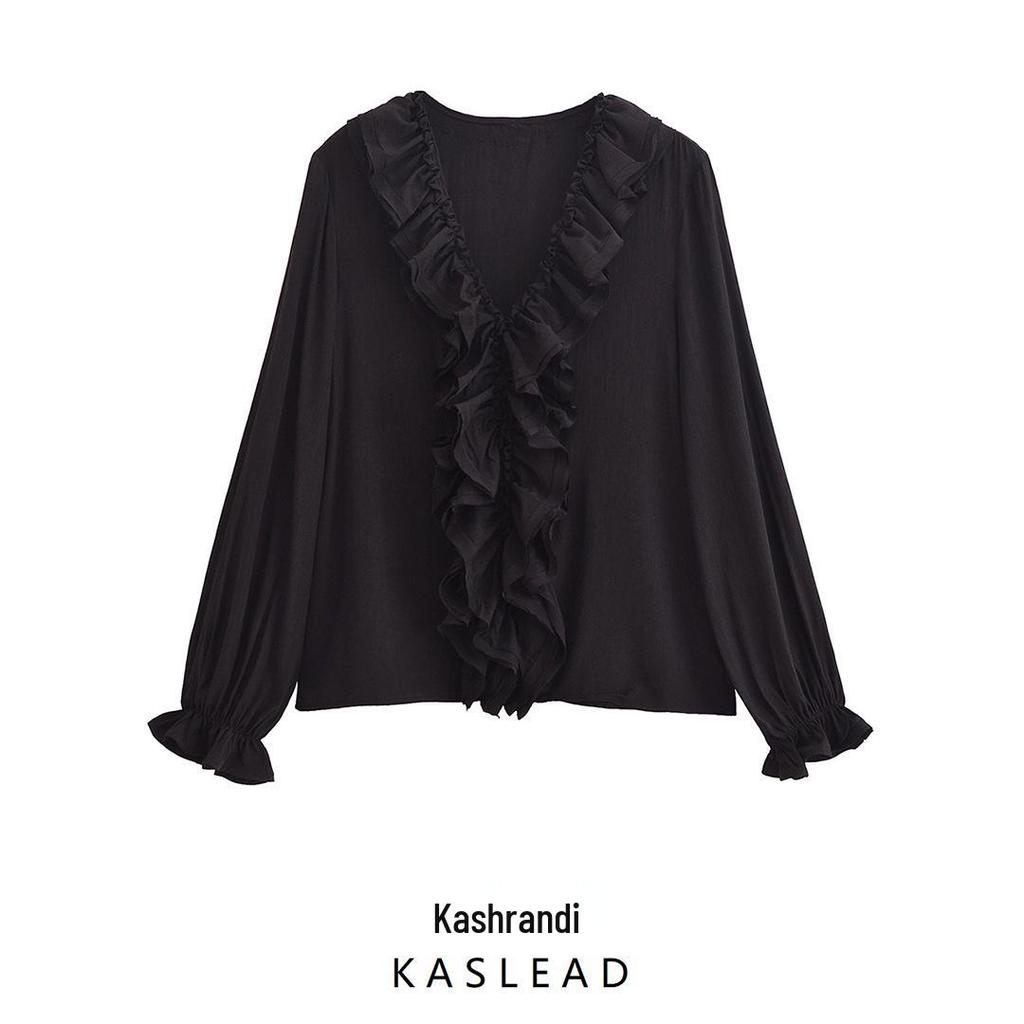 2024 Women's Winter Fashion V-Neck Layered Long Sleeve Shirt