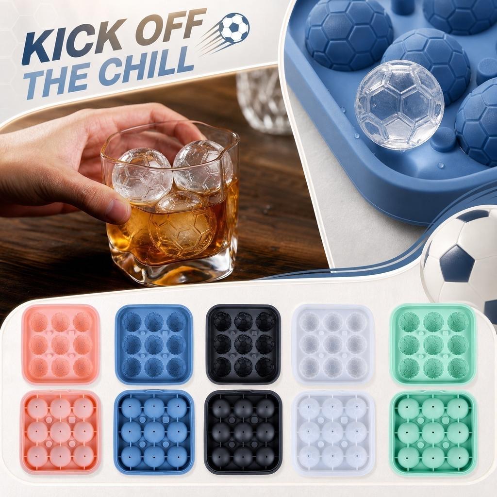 Silicone Soccer Ball Ice Cube Mold Tray Flexible Non-Stick 3D Football Shape Ice Maker for Beverages and Party Use Durable and Easy to Clean