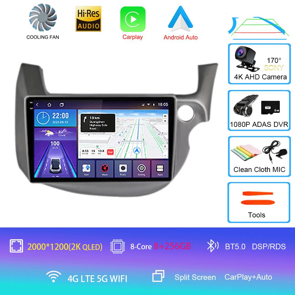Car Radio Android 14 Carplay For HONDA FIT JAZZ 2007 - 2013 Navigation Multimedia Player Stereo 5gWiFi+4G BT DVD Head Unit Auto