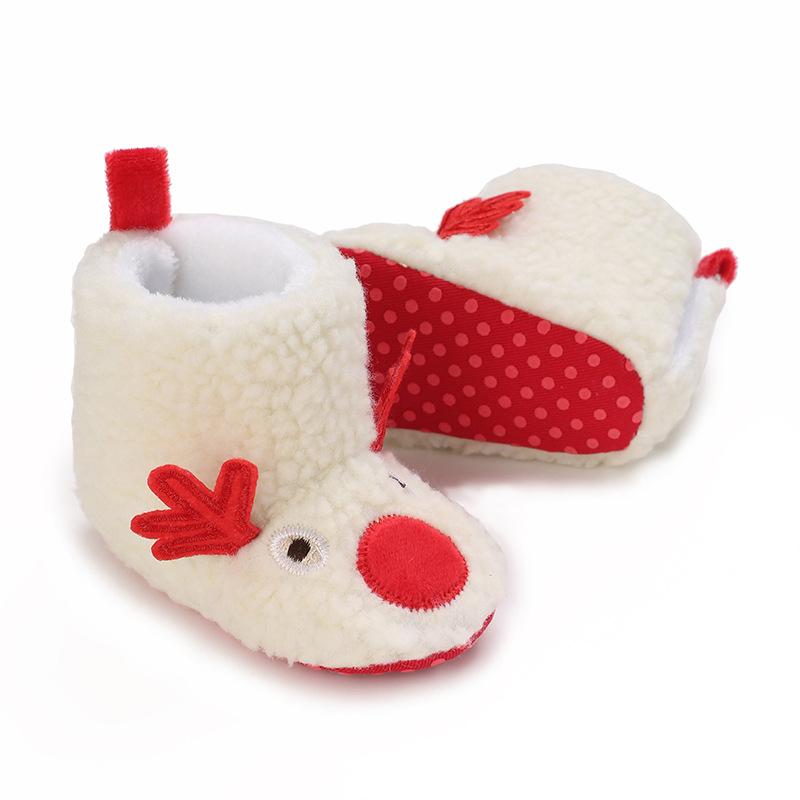 Unisex Baby Christmas Santa Shoes Infant Non-slip Cozy Fleece Booties Newborn First Walking Shoes Boys Girls Winter Warm Slipper