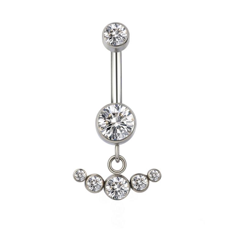 ASTM F136 Titanium PIERC Pendant Curved Navel Barbell Shiny CZ Sexy Belly Dance Earrings Bellybutton Helix Body Piercing Jewelry