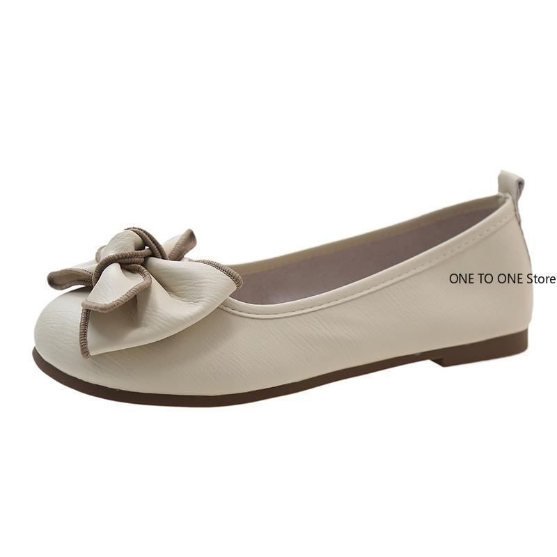 Plus Women's Shoes Bean Shoes Women's Spring Soft Sole Fat Feet Wide Fat Single A Slip-on Shoes Low Heel Round Toe Ballet Shoe