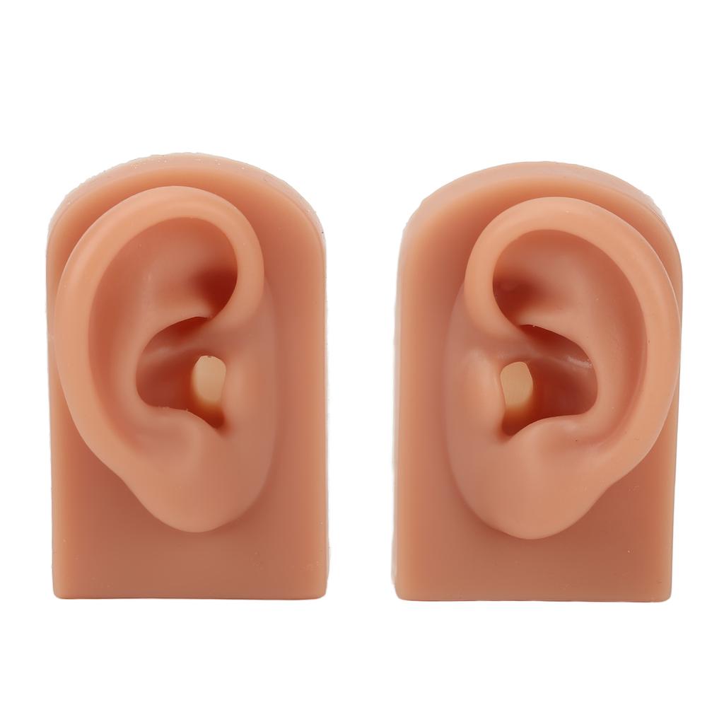 Piercing Practice Ear Model Flexible Reusable Silicone Human Ear Model Practice Left Right Dark