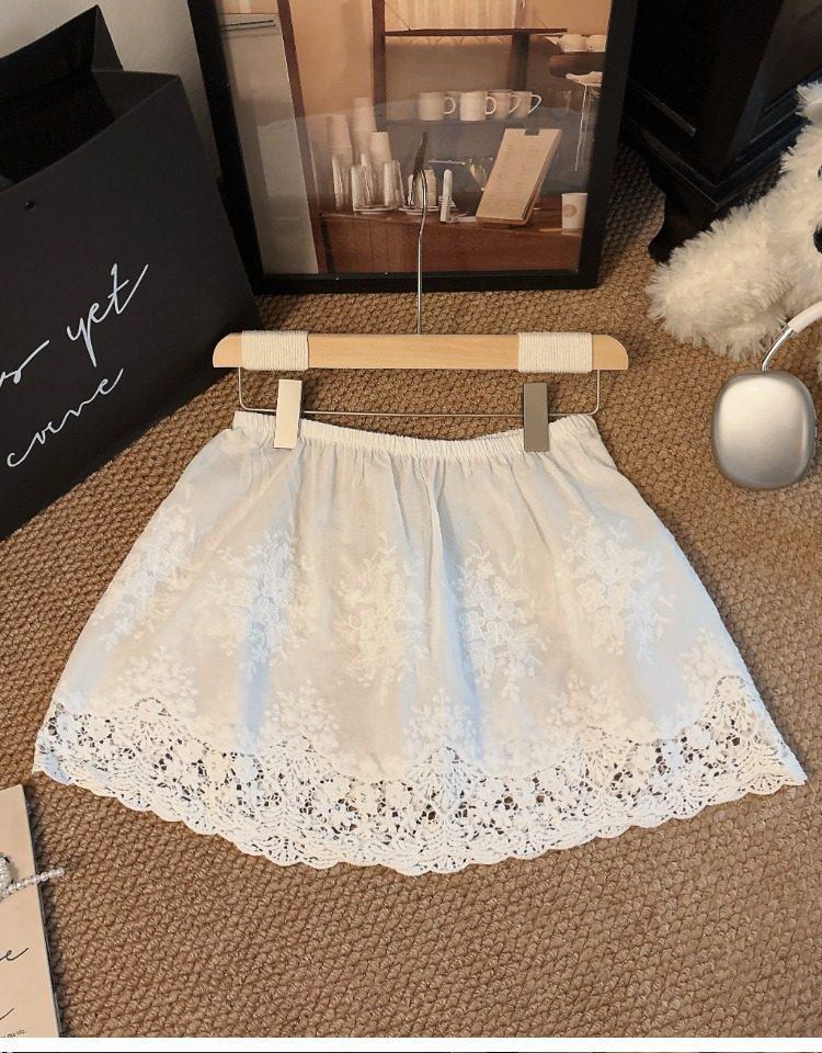 Korean High Waist Lace Mini Skirt - Women's Spring White Layered Design