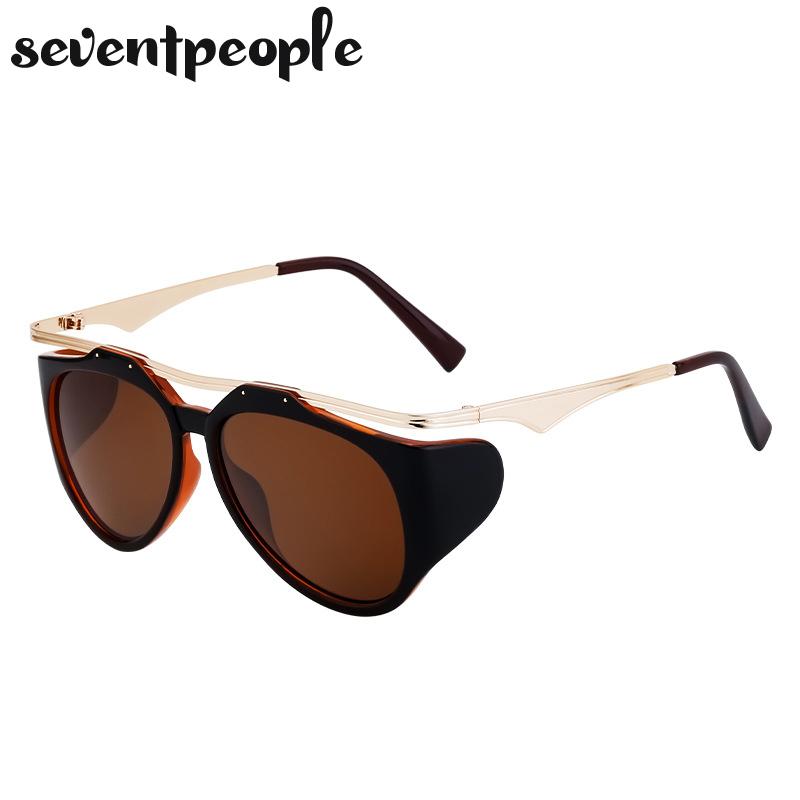 Oversized Oval Punk Sunglasses Women Men  Luxury Brand Designer Vintage Round Metal Frame Sun Glasses For Ladies Eyewear