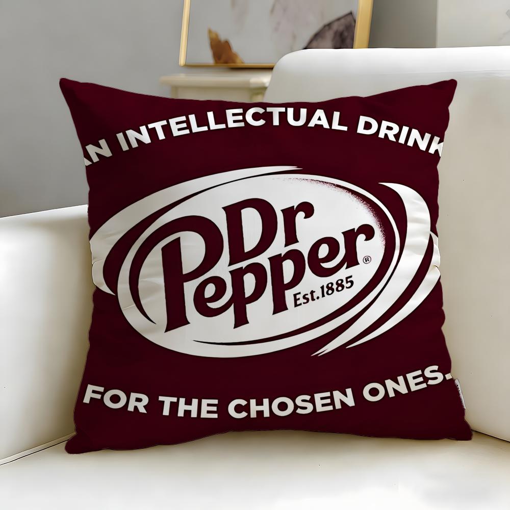 Classic Beverage Brand Dr Pepper Cushion Cover Soft & Easy-Wash Pillow Case – Versatile for Couch, Bed, Travel and Office
