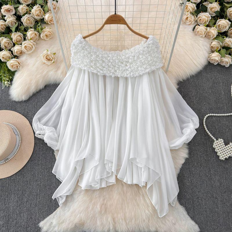 off-Shoulder Fairy Heavy Industry Ruched off-Shoulder Collar Pure Desire Tops