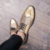 2025 Korean version trend fashion personality casual fashion leather shoes sequined British lace-up business versatile wedding men's shoes