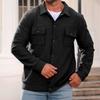 Men's Casual Double-Pocket Lapel Jacket Solid-Color Small Check Loose Long Sleeve Outerwear Shirt