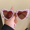 Heart-Shaped Exaggerated Party Sunglasses with Pearls - Handmade Fashion for Women