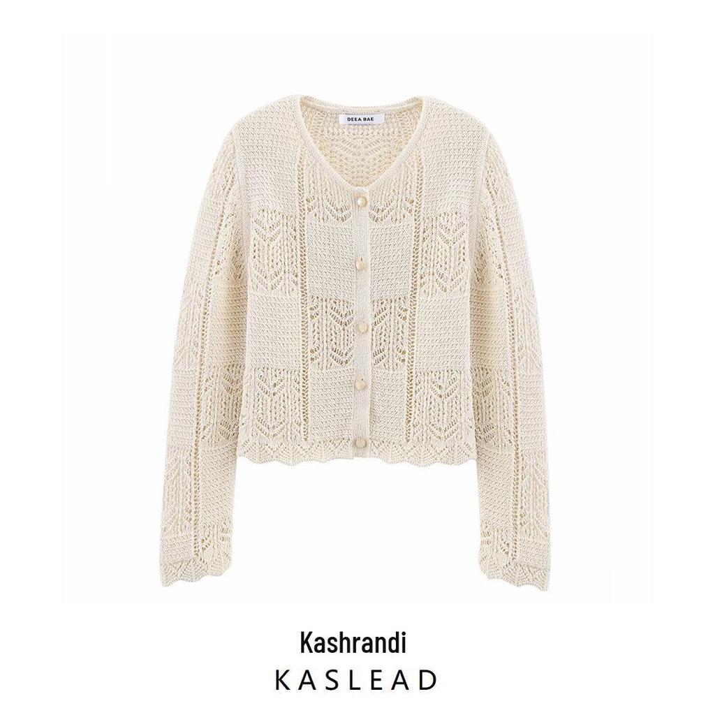 2025 Summer Women's European & American Fashion Jacquard Mesh Knit Cardigan
