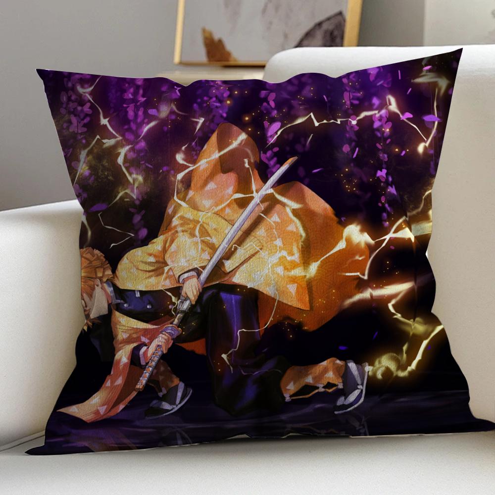

Anime Character Tanjiro Zenitsu Inosuke Nezuko Kyojuro Cushion Cover 30x50 Polyester Sofa Cushions Decorative Throw Pillow Cover 12x12Inch