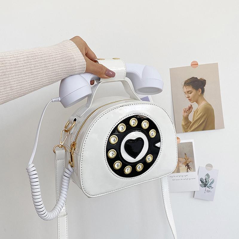 Geantă de umăr creativă Yogodlns pentru femei, în formă de telefon, geantă retro de designer din piele PU Poșete pentru telefon și geantă mică