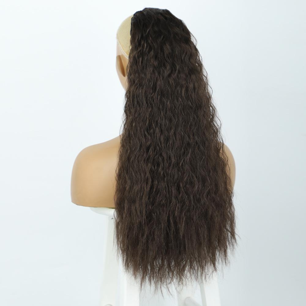 European American Wig Women Fluffy Long Curly Hair Corn Perm Wool Roll Drawstring Ponytail High Temperature Silk