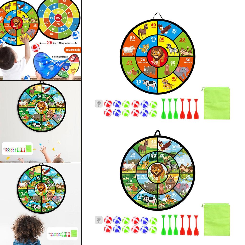 Double Sided Dart Board for Kids Dart Plate 29inch Durable Indoor Outdoor Party Games Toys Target Board with 12 Sticky Balls
