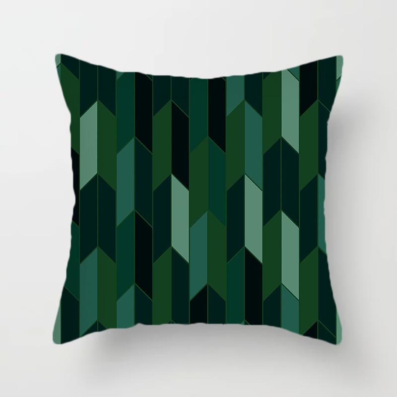 Green Cushion Cover Geometric Decor Living Room Office Sofa Pillowcase Home Decor Peach Skin Pillowcase