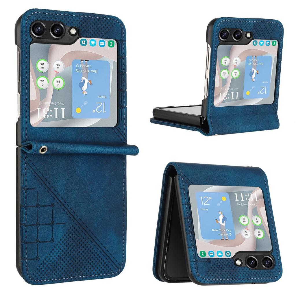 Wrist Strap Leather with Butterfly Phone Case for Samsung Galaxy Z Flip 6 5 4 3 Shockproof Protective Lightweight Cover