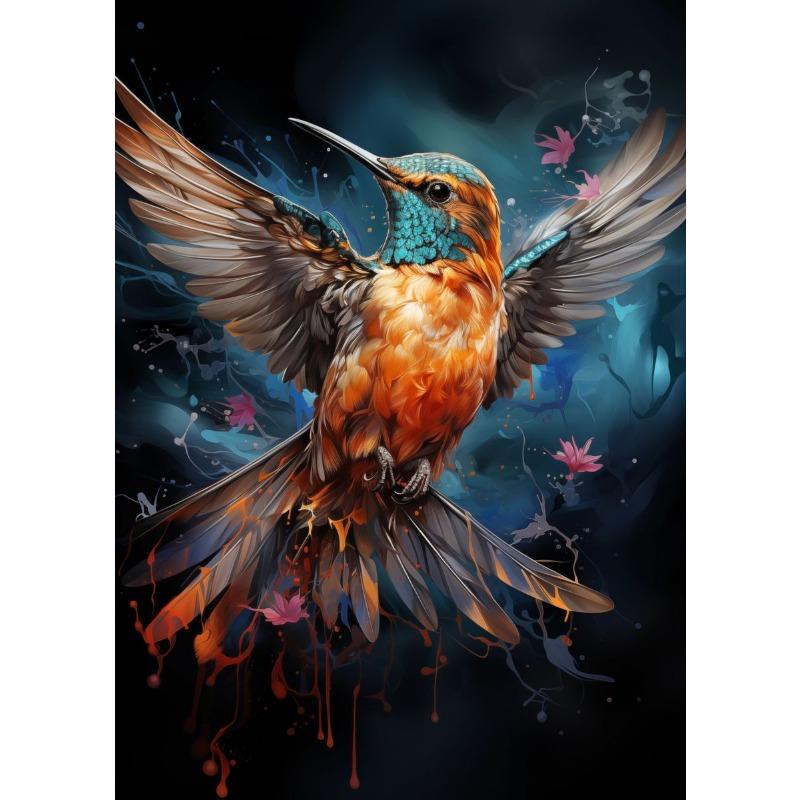 

Колибри со светом Абстрактная птица с цветком Постеры Принты Холст Живопись Настенное искусство Картина для гостиной Домашний декор 21cm×30cm NoFrame