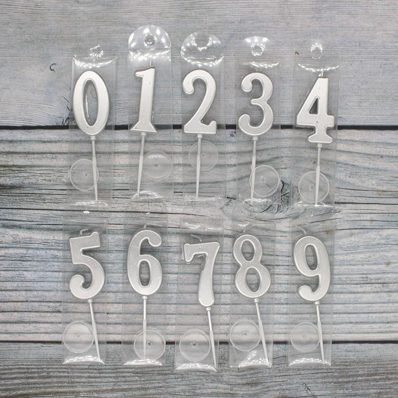 New Gold and Silver Number 0-9 Candles for Children's Birthday Party Decoration PVC Boxed Gold Plated Candles