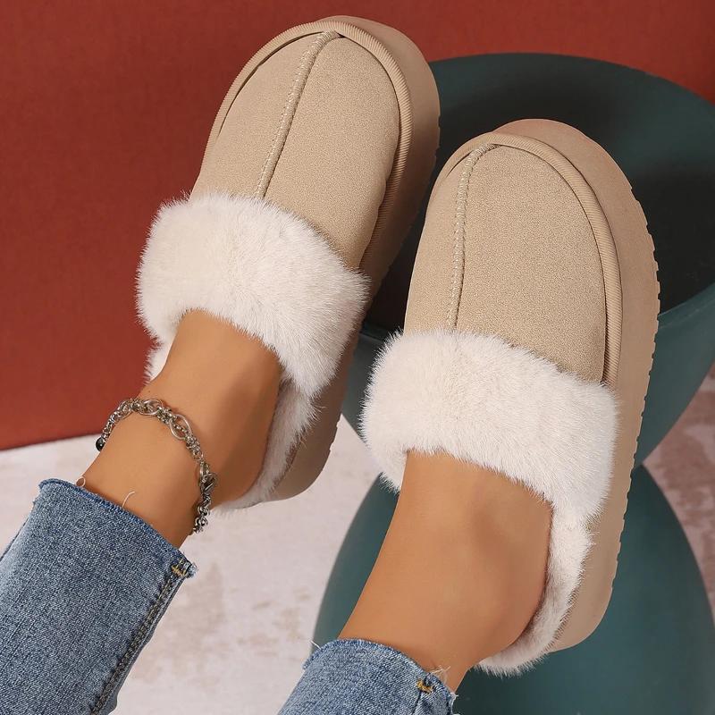 

Зимние женские тапочки на платформе, теплые плюшевые тапочки, женские модные домашние и уличные пушистые замшевые мюли, женские зимние хлопковые туфли 41 хаки