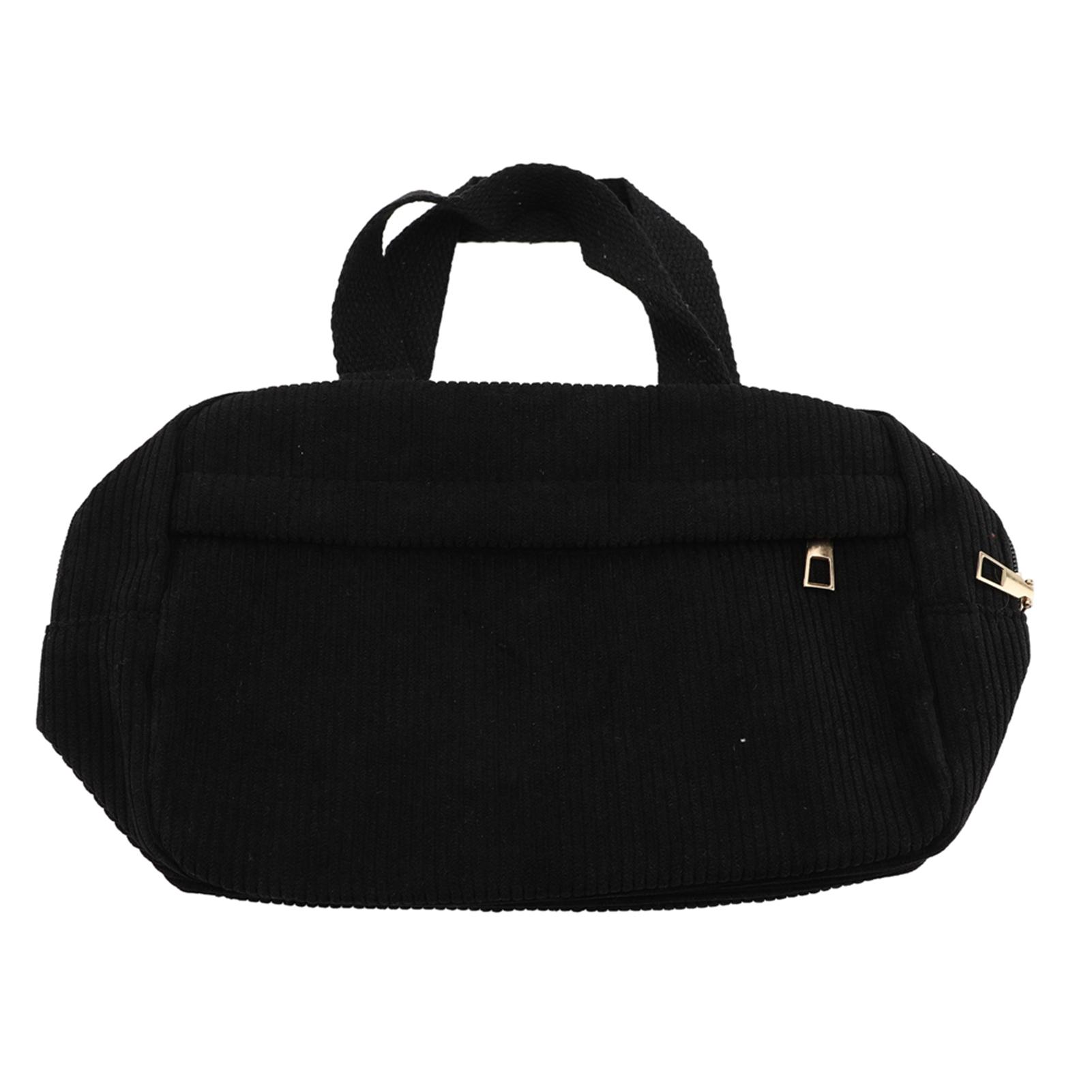 

Travel Toiletry Makeup Bag Simple Fashionable Handbag Portable Corduroy Cosmetic Bag for Outdoor M(315 X 180mm / 12.4 X 7.09in) чёрный