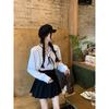 Retro V-neck tie bow blouse for women, spring and summer long-sleeve design with ruffled lace top