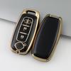 Nissan Car Key Cover - Gold Edge Protective Shell with Full Wrap and Buckle