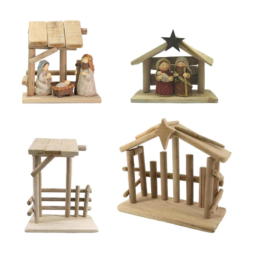 1pc Christmas Nativity Scene Figurines Statue Manger Ornament Home Office