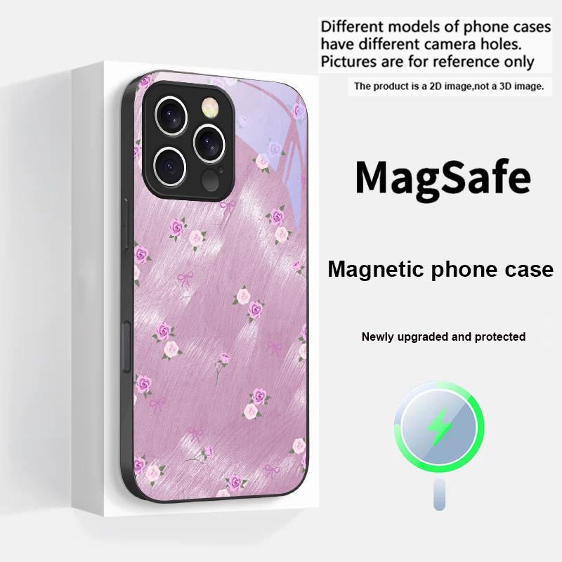 Gradient Yellow Rose For iPhone 17 Pro Max 16 E 15 14 13 Plus 12 mini 11 17 Air XR Xs Max 7 Plus Magsafe Glass Phone Case