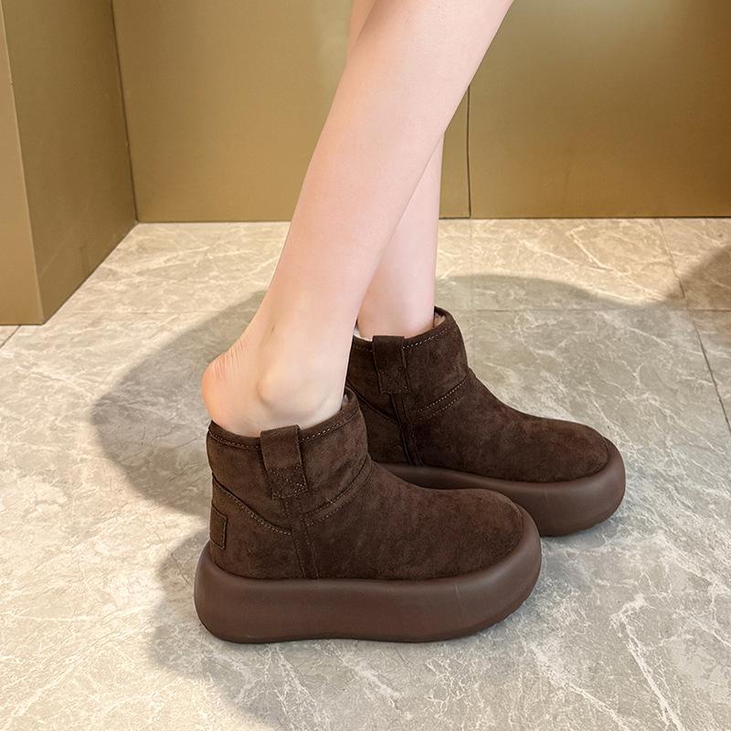 Women's fashion lightweight soft sole winter warm fur one snow boots padded lining non-slip casual sports cotton boots