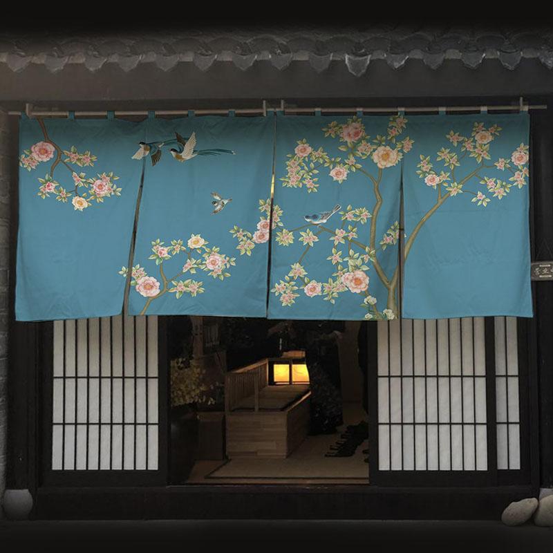 Chinese Ink Style Short Curtain Homestay Restaurant Signboard Teahouse Partition Kitchen Hanging Curtain Noren Decor Drapes