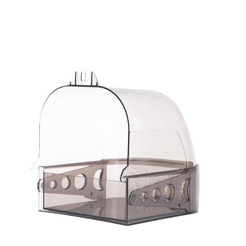 Bañera transparente extragrande para periquitos con cajón - Accesorio para jaula de pájaros