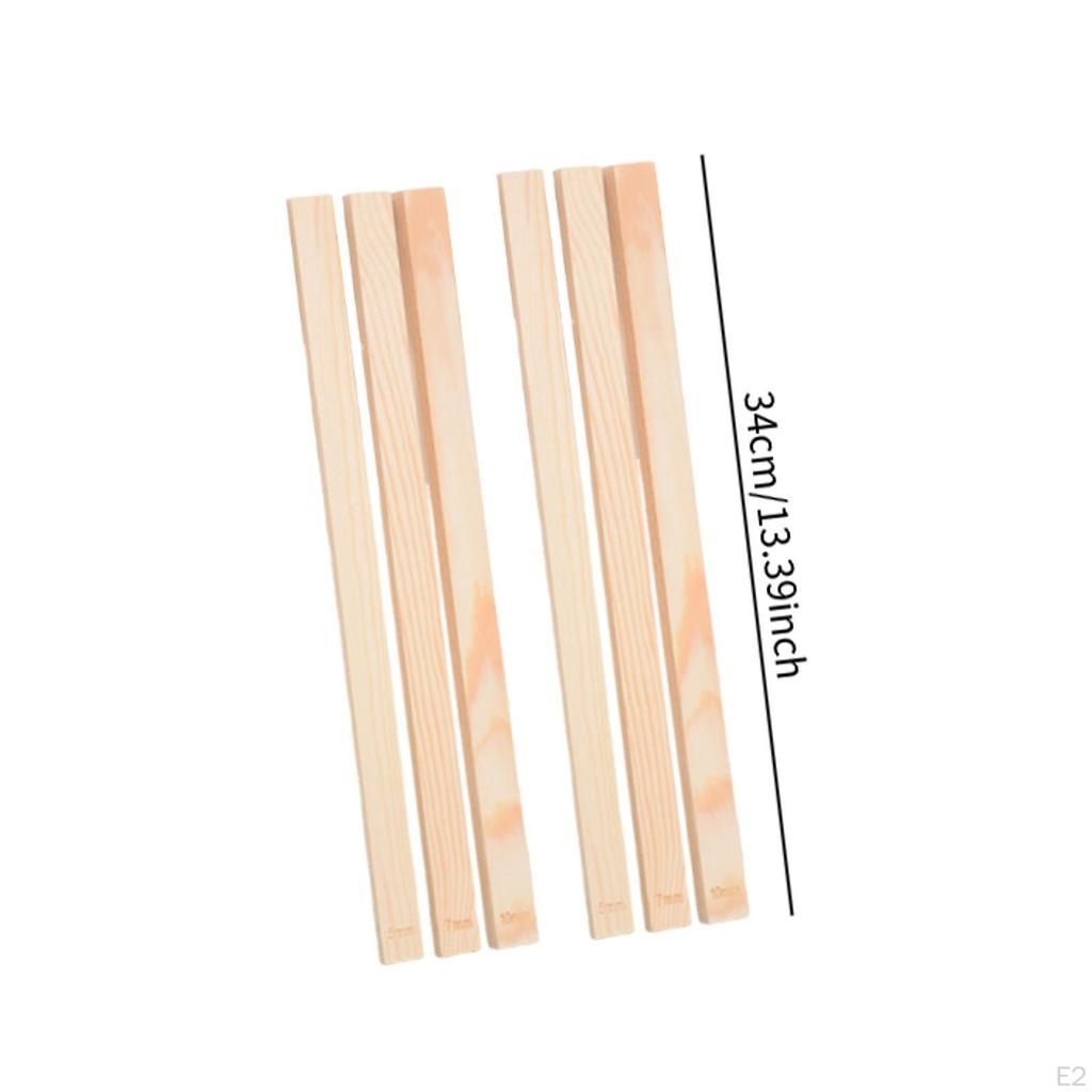 6 Pieces Measuring Strips Wooden Rolling Pin Guides Portable Mud Roller Kitchen Tool Sticks