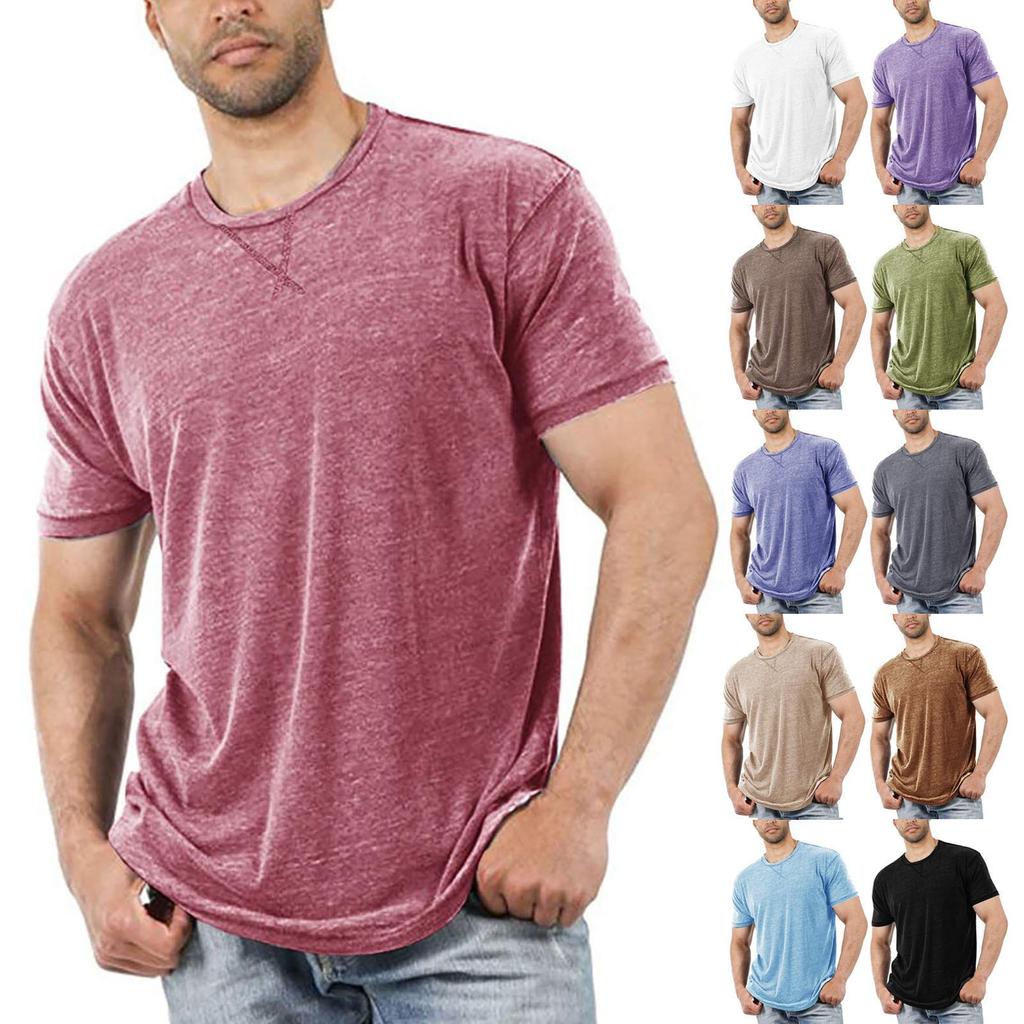 Men's Short Sleeve T-Shirts Casual Blouse Round Neck Tee Shirt Summer Soft Tops
