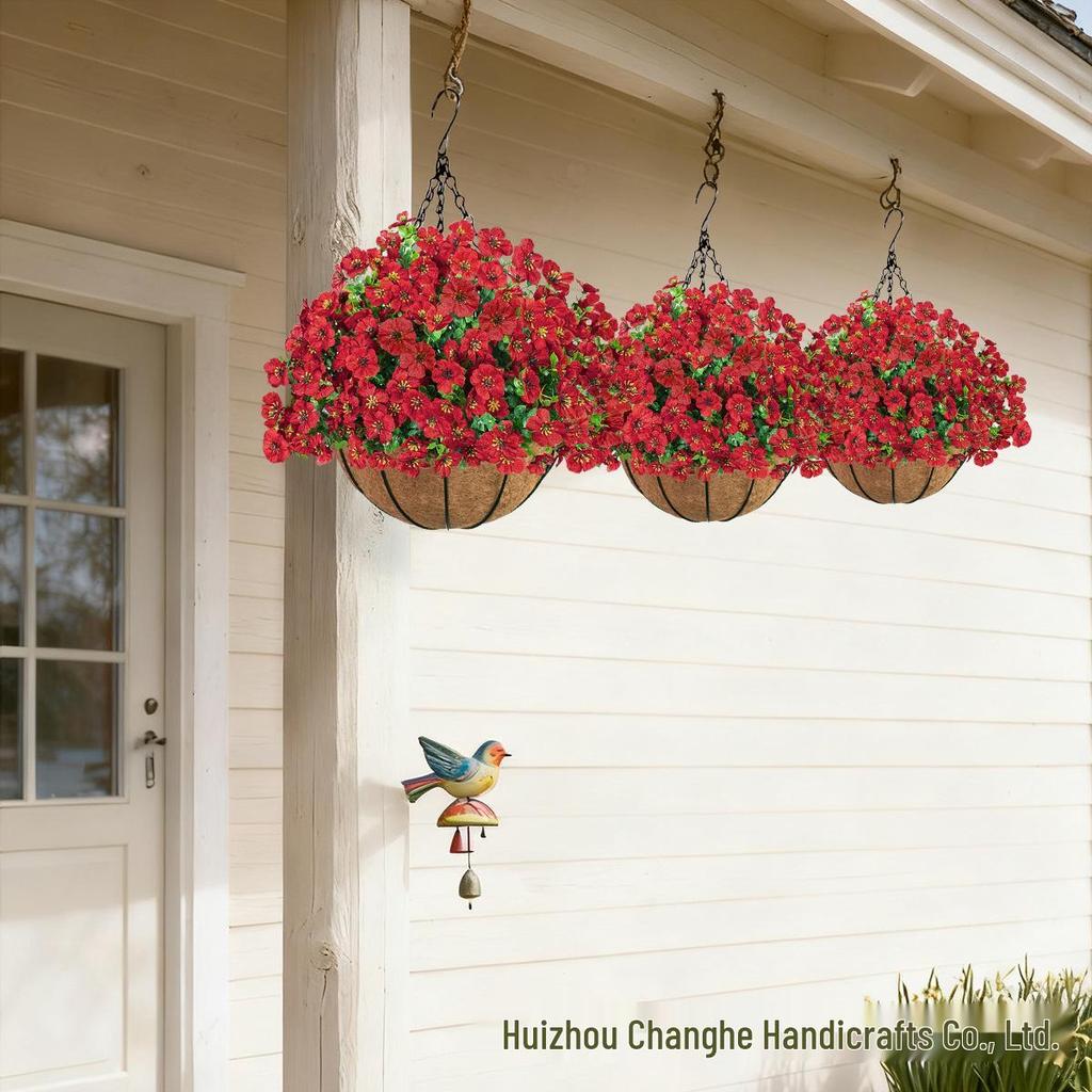 Spring Violet Eucalyptus Hanging Basket Pendant for Home Decoration