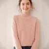 Women's Cashmere Rolled Hem Turtleneck Sweater - Thick, Double-Strand Knit, Solid Color, Short, Loose, Versatile Base Layer.