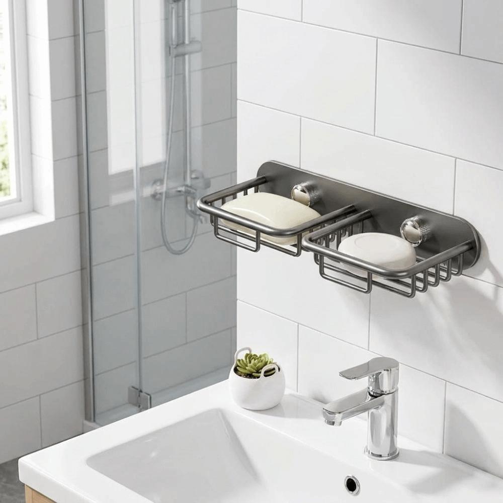 Rustproof Soap Storage Rack Self Adhesive Drainage Soap Holder Shower Storage