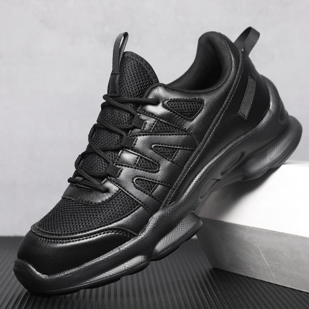 Autumn New Men's Outdoor Casual Shoes Leather Mesh Optional Black Classic Security Work Shoes Lightweight Breathable Running Shoes