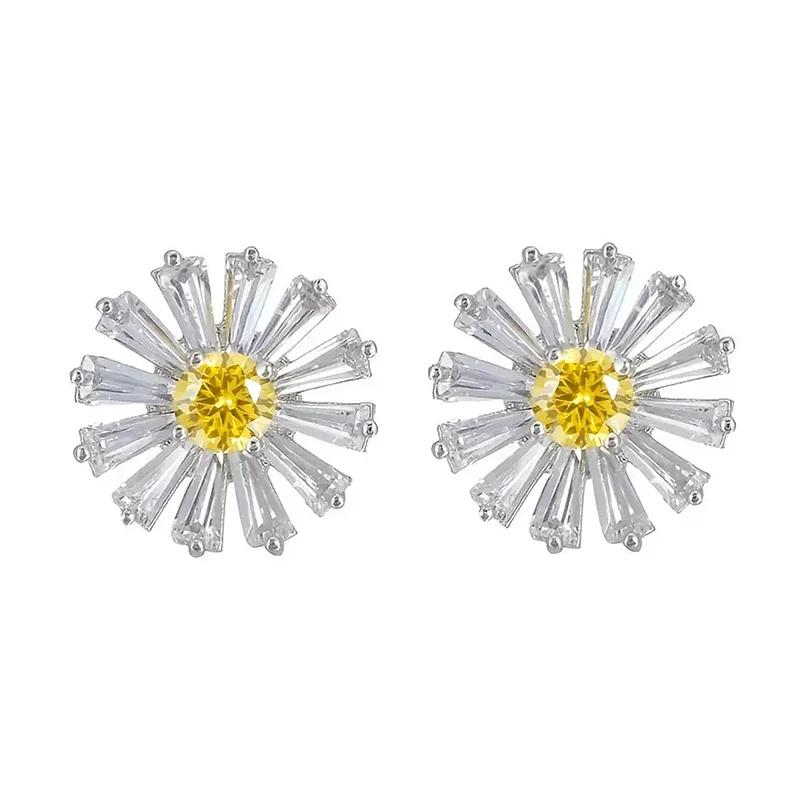 Delicate Small Flower Stud Earrings Fresh Style Yellow Daisy Floral Ear Accessory For Women Daily Wear Statement Jewelry